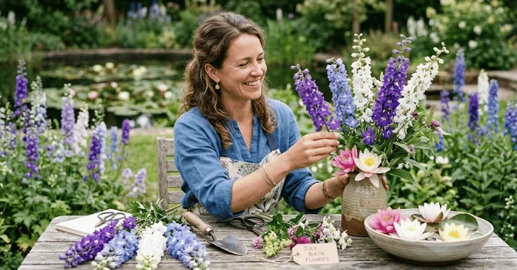 July Birth Flower Guide: Larkspur and Water Lily Meanings, Colours, and Gift Ideas